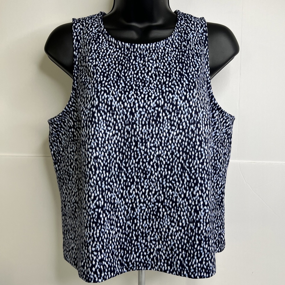 Michael‎ Kors (MK) Women's Printed Blue Tank Top Zipper Back Size Large~NWT